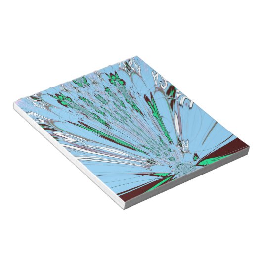 ナイスビューティフルアクアブルー素晴らしいフローラモチーフアート ノートパッド (アングル)