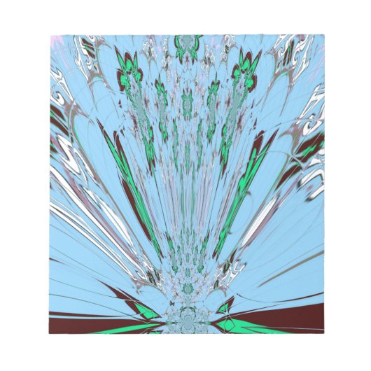 ナイスビューティフルアクアブルー素晴らしいフローラモチーフアート ノートパッド (正面)