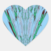 ナイスビューティフルアクアブルー素晴らしいフローラモチーフアート ハートシール (正面)