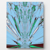 ナイスビューティフルアクアブルー素晴らしいフローラモチーフアート フォトプラーク (正面)