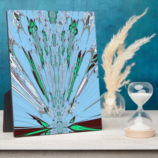 ナイスビューティフルアクアブルー素晴らしいフローラモチーフアート フォトプラーク (側面)