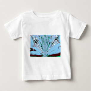 ナイスビューティフルアクアブルー素晴らしいフローラモチーフアート ベビーTシャツ