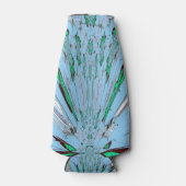 ナイスビューティフルアクアブルー素晴らしいフローラモチーフアート ボトルクーラー (正面)