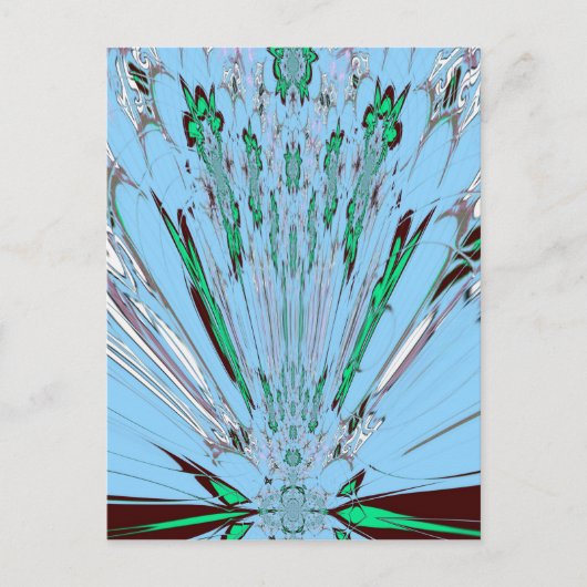 ナイスビューティフルアクアブルー素晴らしいフローラモチーフアート ポストカード (正面)