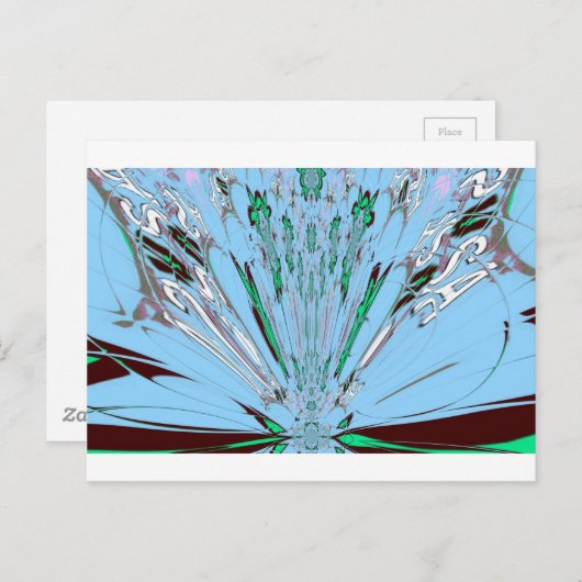 ナイスビューティフルアクアブルー素晴らしいフローラモチーフアート ポストカード (正面/裏面)