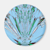 ナイスビューティフルアクアブルー素晴らしいフローラモチーフアート マグネット (正面)