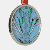 ナイスビューティフルアクアブルー素晴らしいフローラモチーフアート メタルオーナメント (右)