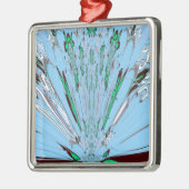 ナイスビューティフルアクアブルー素晴らしいフローラモチーフアート メタルオーナメント (左)