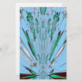 ナイスビューティフルアクアブルー素晴らしいフローラモチーフアート 便箋 (正面/裏面)