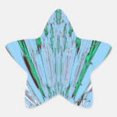 ナイスビューティフルアクアブルー素晴らしいフローラモチーフアート 星シール (正面)