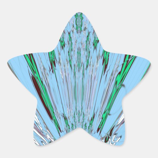 ナイスビューティフルアクアブルー素晴らしいフローラモチーフアート 星シール (正面)