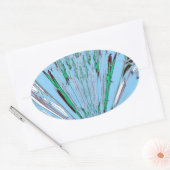 ナイスビューティフルアクアブルー素晴らしいフローラモチーフアート 楕円形シール (封筒)