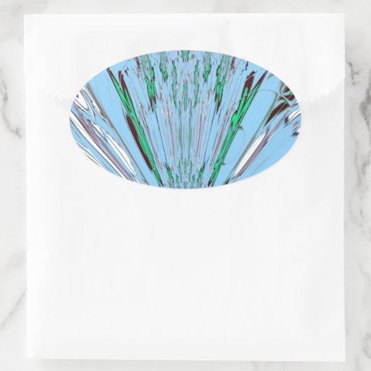 ナイスビューティフルアクアブルー素晴らしいフローラモチーフアート 楕円形シール (バッグ)