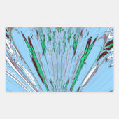 ナイスビューティフルアクアブルー素晴らしいフローラモチーフアート 長方形シール (正面)