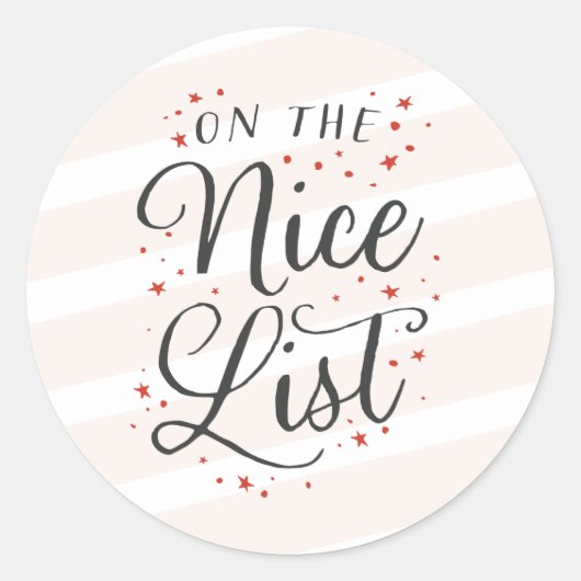 ナイスリストのクリスマス封筒ステッカーとギフトタグ ラウンドシール (正面)