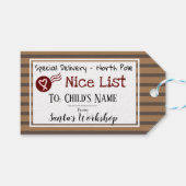 ナイスリストパーソナライズされたサンタメッセージギフトラベル ギフトタグ (正面(横))