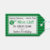 ナイスリストパーソナライズされたサンタメッセージギフトラベル ギフトタグ (正面(横))
