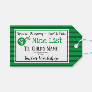 ナイスリストパーソナライズされたサンタメッセージギフトラベル ギフトタグ