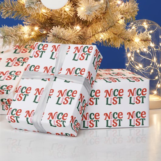 “ナイスリスト”クリスマスタイポグラフィー ラッピングペーパー (クリスマス)