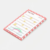 ナイスレッド水玉模様、かわいい星と虹4" x 6" ポストイット (アングル)