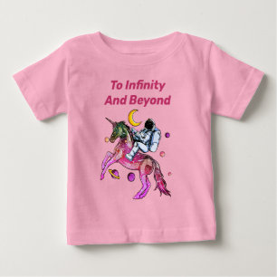 ナイス宇宙飛行士乗り宇宙ユニコーンホース ベビーTシャツ