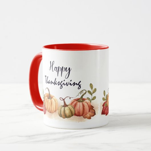 ナイス文字ハッピーサンクスギビングとカボチャ マグカップ (正面左)