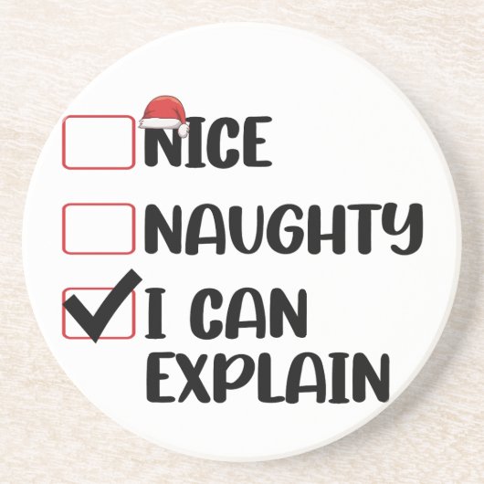 ナイス なughty 僕には説明がある クリスマス リスト サンタ コースター (正面)