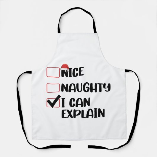 ナイス なughty 僕には説明できる クリスマス リスト サンタ エプロン (正面)