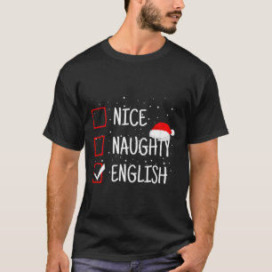 ナイス・ノーティー・イングリッシュ・クリスマス・チェックリスト・面白い英語 Tシャツ
