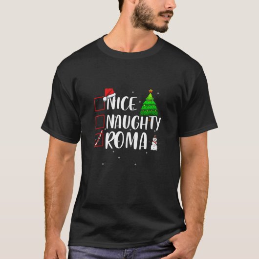 ナイス・ノーティー・ローマ・ジプシー・クリスマス・マッチング・タンクトップ・タン Tシャツ (正面)