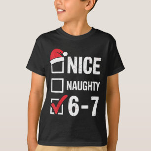 ナイス ノーティー 6 7 ミーム クリスマス おもしろ 六 七 Xmas Tシャツ