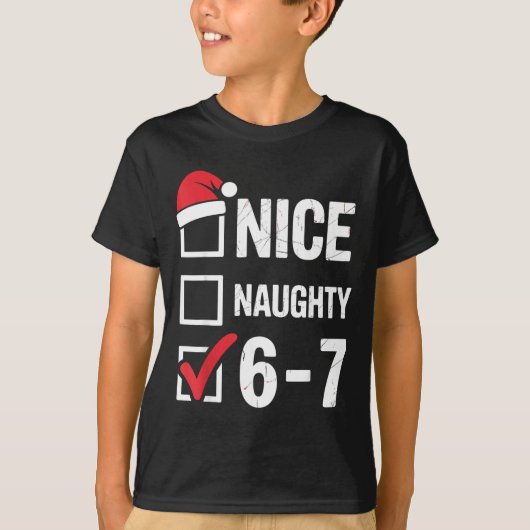 ナイス ノーティー 6 7 ミーム クリスマス おもしろ 六 七 Xmas Tシャツ (正面)