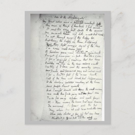 ナイチンゲールに対するケアツの聖歌自筆証書 ポストカード (正面)