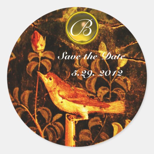 ナイチンゲールバラモノグラムレッドイエローブラック ラウンドシール (正面)