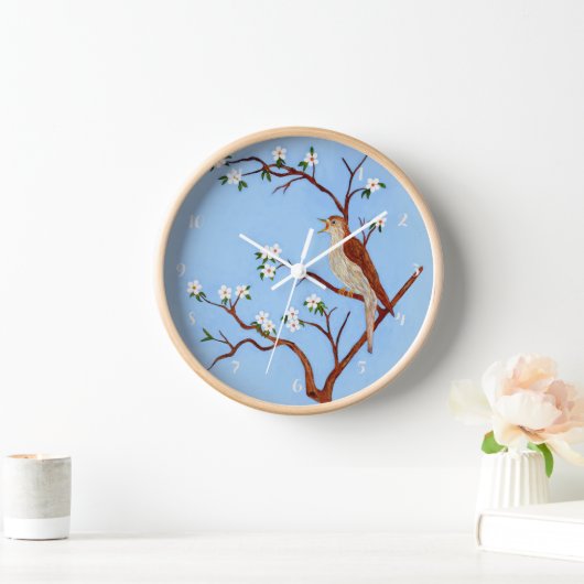 ナイチンゲール鳥の壁時計木枠 壁時計 (ホーム)