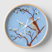 ナイチンゲール鳥の壁時計木枠 壁時計 (正面)