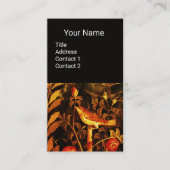 ナイチンゲール，バラモノグラムレッドイエローブラックフローラ 名刺 (正面)