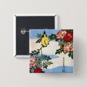 ナイチンゲール&バラ北斎日本のファインアート 缶バッジ (正面&裏面)