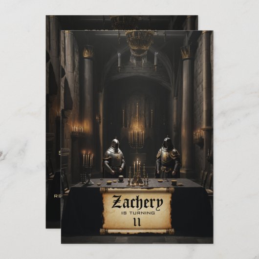 *~*ナイツアーマーAP88城中世誕生日 招待状 (正面/裏面)