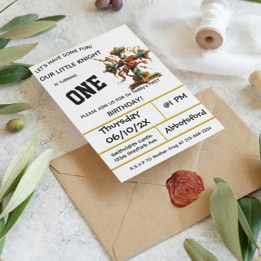 ナイツインアーマーパーティーファースト誕生日 招待状