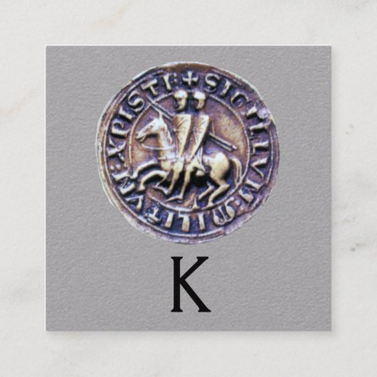 ナイツテンプラーモノグラムグレー紙のシール スクエア名刺 (裏面)