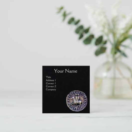 ナイツテンプラーモノグラムブラック紙の封印 スクエア名刺 (スタンド正面)