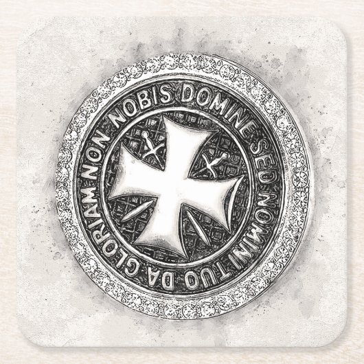 ナイツテンプラール中世クロスシールカスタムデザイン スクエアペーパーコースター (正面)
