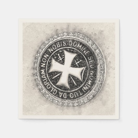 ナイツテンプラール中世クロスシールカスタムデザイン スタンダードカクテルナプキン (正面)