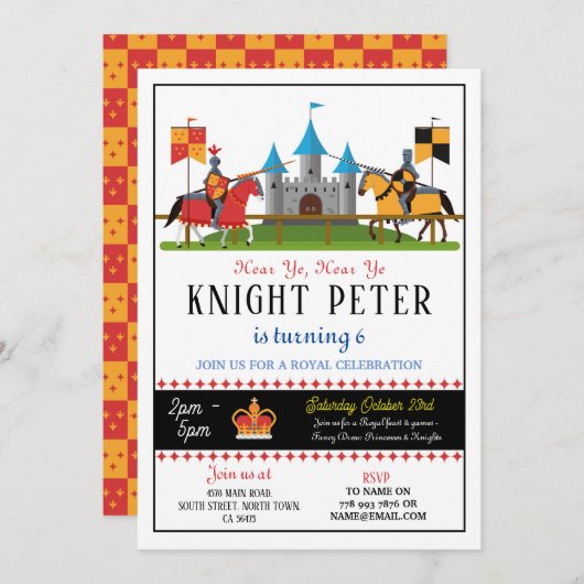 ナイツバースデーパーティー中世招待状 招待状 (正面/裏面)