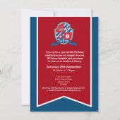 ナイツ中世子供の誕生日パーティー赤ブルー 招待状 (裏面)