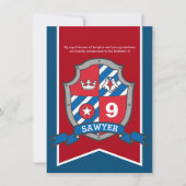 ナイツ中世子供の誕生日パーティー赤ブルー 招待状 (正面)