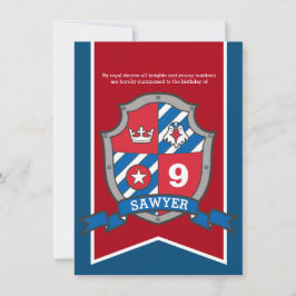 ナイツ中世子供の誕生日パーティー赤ブルー 招待状