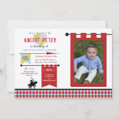 ナイツ写真中世誕生パーティーブルーレッド 招待状 (正面)