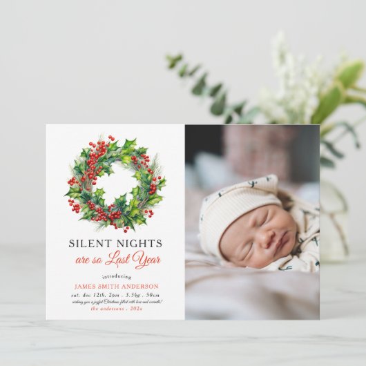 ナイツ静かクリスマスフォトベビー誕生 案内状 (スタンド正面)